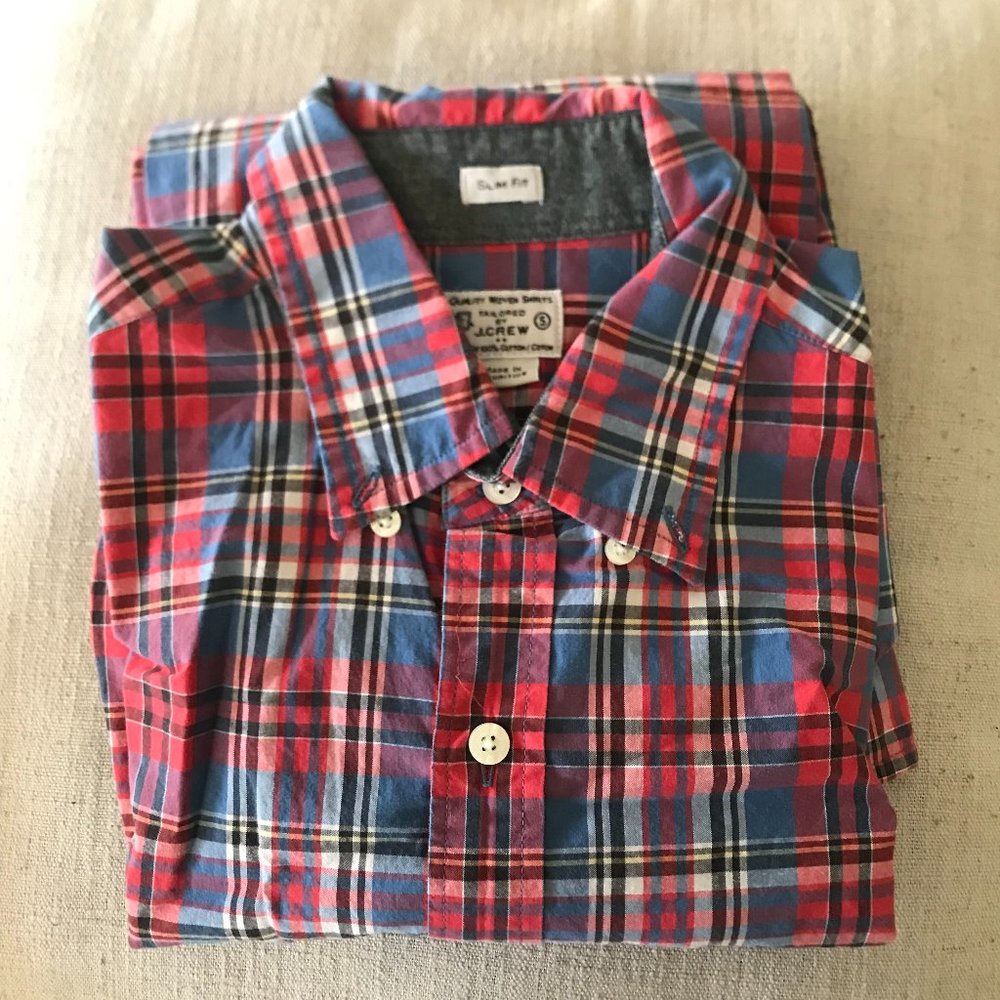 J.Crew Factory Checkered Button Down Shirt Men's Size S Slim fit